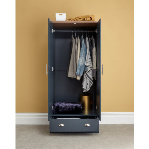 Kendal 2 Door 1 Drawer Wardrobe Slate Blue