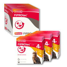 Beaphar - FIPROtec Spot-On Flea & Tick Treatment for Cats - 12 Treatments - Kill