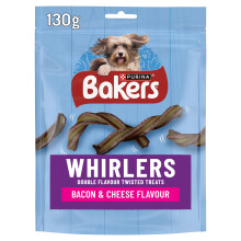 BAKERS Whirlers Bacon and Cheese Dog Treats 130g (Pack of 6)