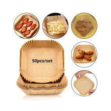50pcs/set Air Fryer Disposable Paper Baking Paper Parchment Wood Pulp Steamer Cheesecake Air Fryer Accessories Perfect for Air Fryer Best