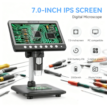 Digital Microscope 1200X 7" LCD 5MP Coin Microscope Magnifier for Coin PCB Circuit Repair Soldering Microscope with 8 Lights