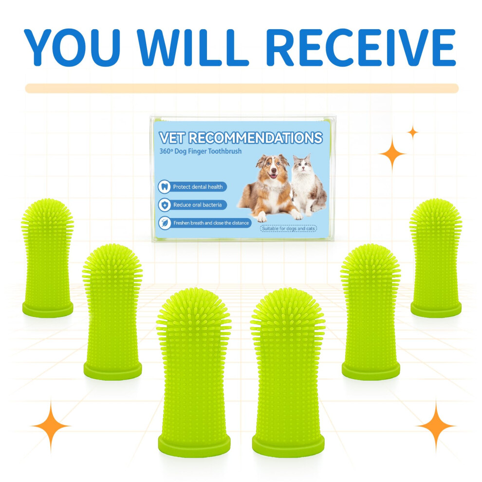 Aujzoo Dog Toothbrush Set (6 Packs), 360Âº Pets Teeth Cleaning Toothbrush For Dog