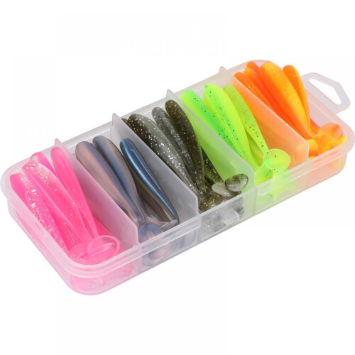 50 τεμάχια/κουτί T-tail Luya Soft Bait για ψάρεμα με μαλακό σκουλήκι, μανταρίνι, λοξό στόμα, 2
