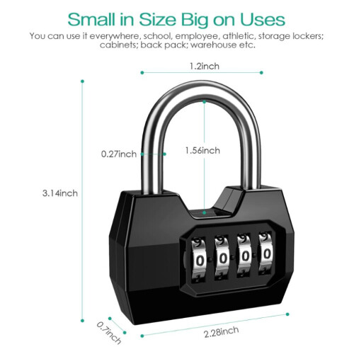 Combination Padlock 4-Digit Security Lock - Weatherproof Protection Outdoor Gym Safely Code Lock 2