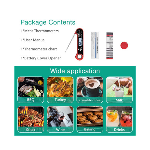 Digital Meat Thermometer Instant Read Cooking Thermometer - LCD Backlight Kitchen Oven BBQ Thermometer 2