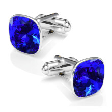 Sølvmanchetknapper - Gave til mand, kone, mor, datter, jubilæum, fødselsdag - Majestic Blue - Sølv 925