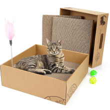 Cat Scratcher Box 3in1 Reversible Cat Scratching Pad Corrugated Cardboard Cat Scratchers for Indoor Cats,Replacement Cardboard Refill Lounge &Cat Bed