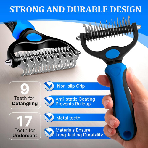 Dog Brush, Reduce Shedding, Double Sided Deshedding Dematting Tool, Undercoat Ra 1
