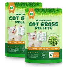 Cat Grass Treats for Indoor Cats, Cat Dental Treats for Teeth Cleaning & Hairball Support, Chicken & Fish Oil,Freeze-dried texture, can be b