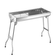 (1) Large Stainless Steel Folding BBQ Grill – Outdoor Charcoal Barbecue with Carry Handle & Air Vents | Ideal for Hiking,