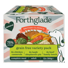 Forthglade British Classics Wet Dog Food Variety Pack (12 x 395g Trays) - Grain