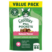 FELINE GREENIES PILL POCKETS for Cats Natural Soft Cat Treats, Salmon Flavor, 3