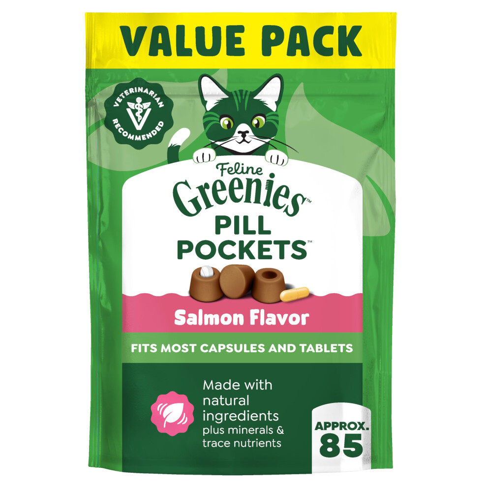 Greenies Feline Pill Pockets For Cats Natural Soft Cat Treats, Salmon Flavor, 3