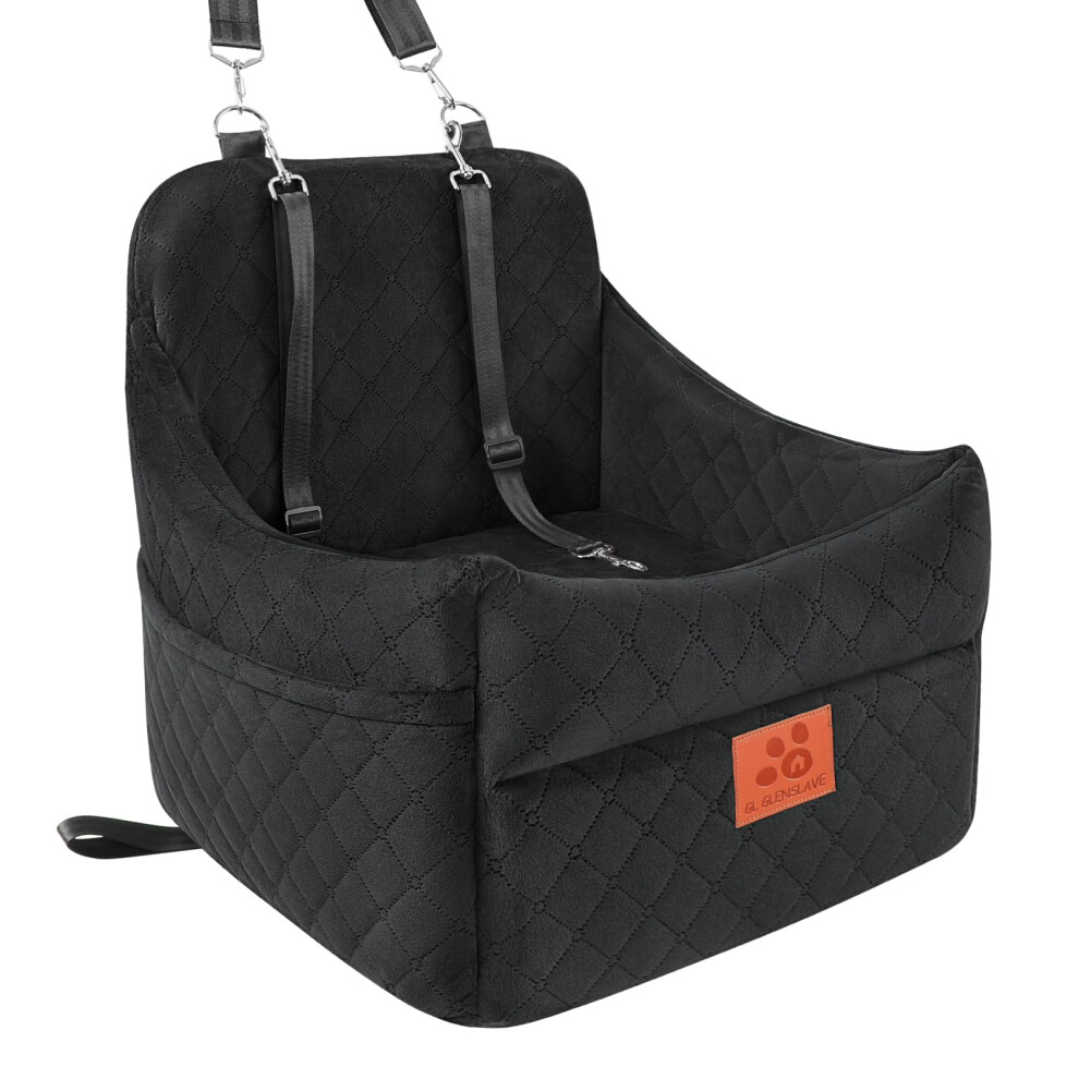 Gl Glenslave Dog Car Seat For Small/Medium Dogs, Dog Booster Seats With Thick Cushion For Dogs Under 35Lbs, Detachable Washable Pet Car Seat With Storage