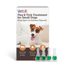 VetUK Flea & Tick Treatment for Small Dogs 2-10kg, Spot-On, 4 Pipettes