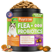 Puyrzoe Natural Flea and Tick Prevention for Cats, Itch Relief, Skin & Coat Supp