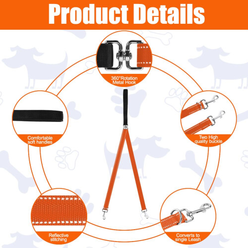 Adiwo Two Point Control Dog Leash, Professional Anti-Pull Dog Lead with Reflecti 2