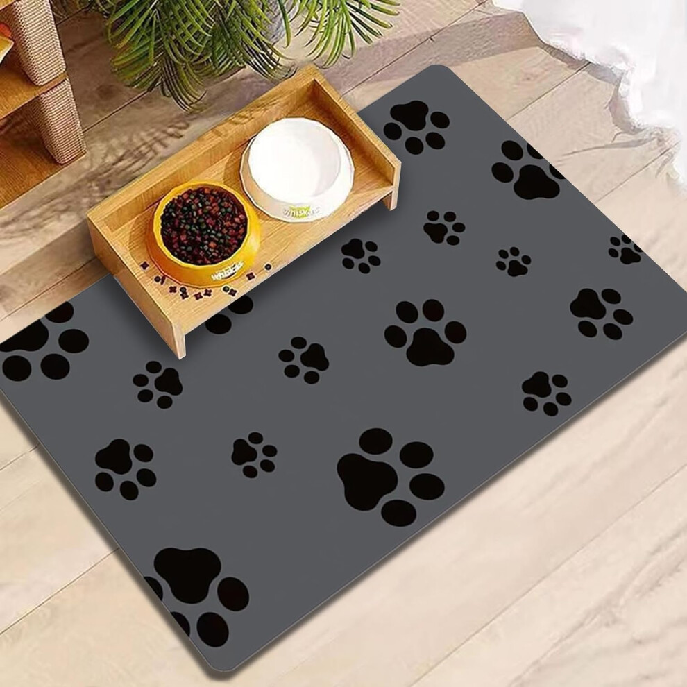 Toklyuie Pet Feeding Mat 30X50cm - Absorbent Dog Placemats For Food And Water, No Stains Quick Dry Dog Food Mat With Waterproof Rubber Backing Cat Bo