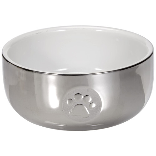 Trixie Trixie Ceramic Cat Bowl, 11 cm (Pack of 1), Silver/white