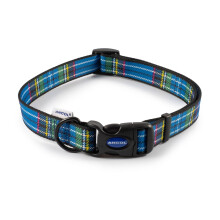Ancol Nylon Tartan Dog Collar Blue Adjustable Soft Polyester Stylish Pet Puppy N