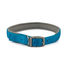Ancol Padded Viva Dog Collar with Buckle - Blue Durable Walking Accessory for Do