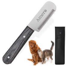 AmerÒ Dog Stripping Knife – Right Handed Grooming Tool for Dogs, Ergonomic Woode