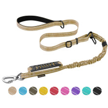 AUBELL Tactical Dog Lead Heavy Duty 1.2–1.8 m Reflective Strong No Pull Bungee Lead for Small Dogs with Comfortable Padded Double Handle Car Seat Be