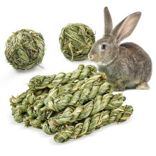 Episkey 12 Pcs Rabbit Chew Toys, Natural Timothy Grass Hay Ball Bunny Molar Gras