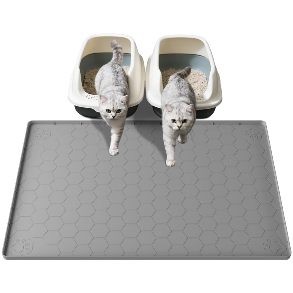 Pawinner Cat Litter Tray Mat Extra Large 40X28 Inch, Premium Silicone Pet Litter Tray Mat, Urine And Waterproof Cat Litter Mat Honeycomb, Od