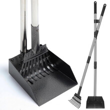 THALWEN Dog Pooper Scooper, Durable Dog Poop Tray and Long Handle Rake Set for Large Medium Small Dogs, Heavy Duty Pet Suppliers ((Rake + Pan) Medium