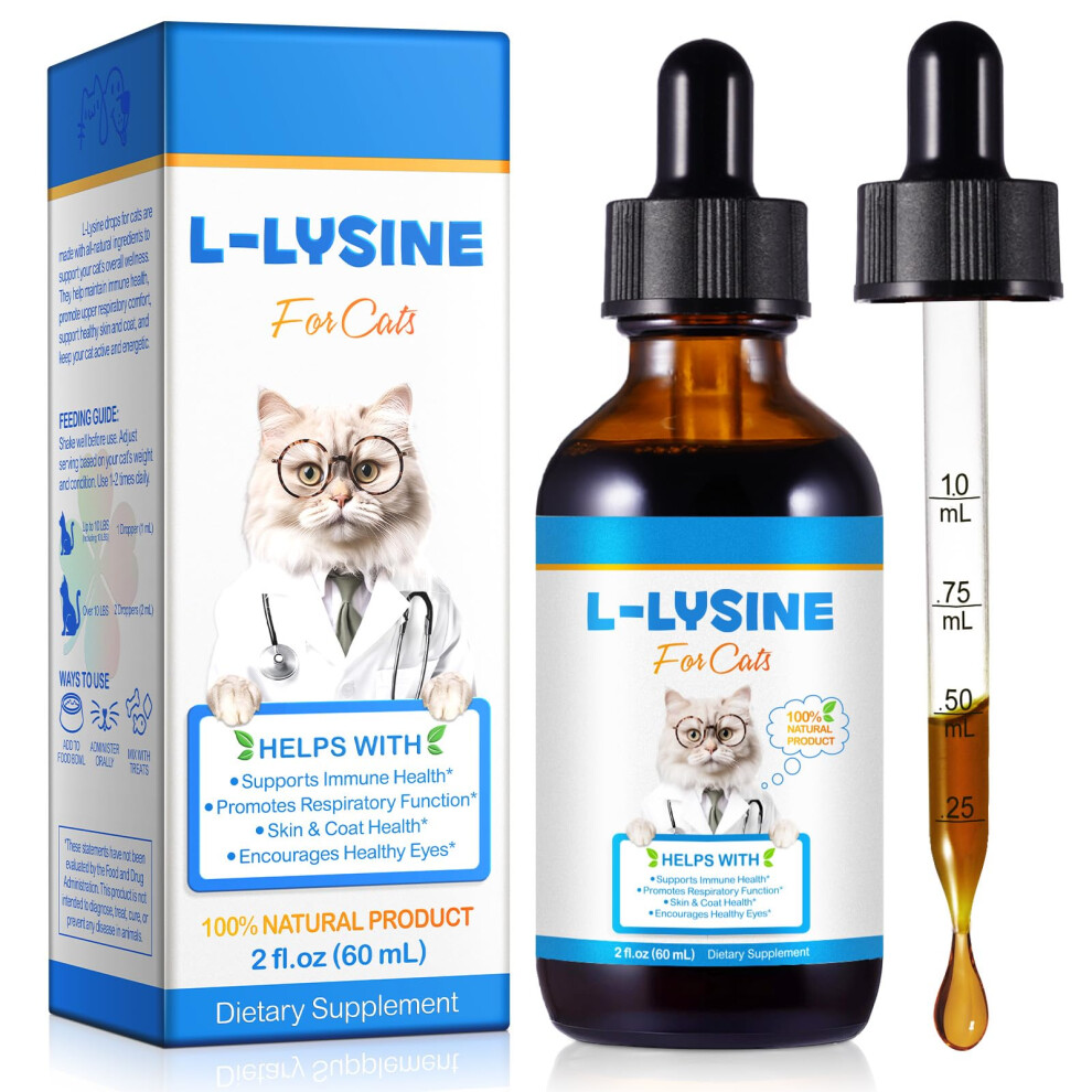 Relico L-Lysine For Cats - Natural Immune Support & Respiratory Health Liquid Supplemen