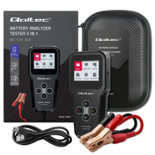 Qoltec 3-i-1 digital batteritester med LCD | Polsk menu | 6V | 12V | 24V | 10Ah-200Ah