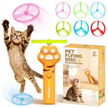 DOLLGIFT Cat Fetch Toy, Rechargeable Flying Disc Launcher with 6 Colourful Flyin