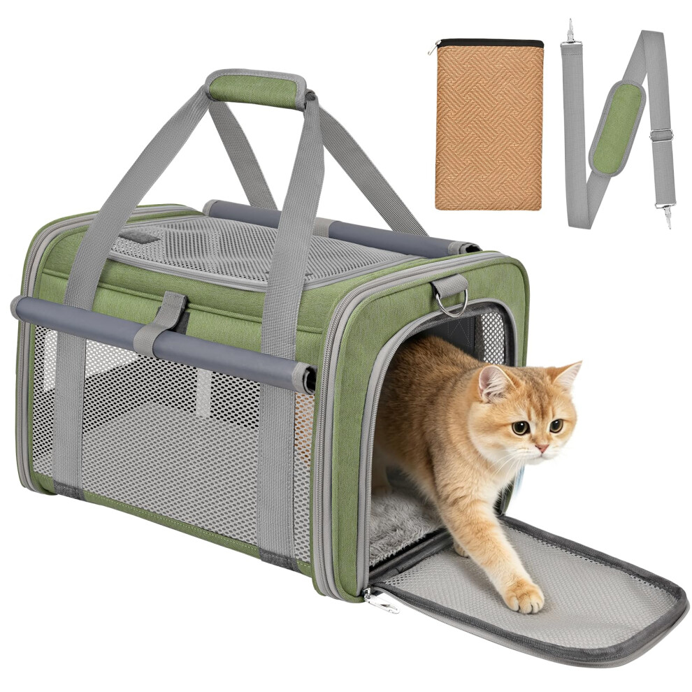 Btneeu Soft Sided Cat Carrier Bag Airline Approved Large Pet Carrier Portable Dog Carrier Ventilated Foldable Pet Travel Carriers Bag For Ca