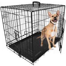 DogCrates+ Medium Foldable Dog Crate with 2 Doors, Non-Chew Plastic Removable Tr