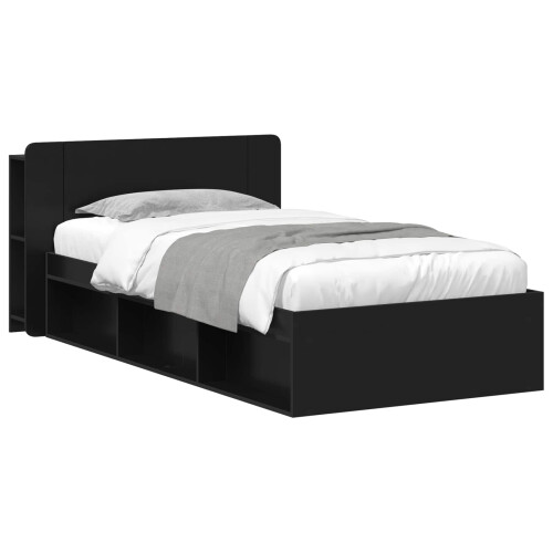 VidaXL vidaXL Bed Frame with Storage Black 90 x 190 cm Engineered Wood 1