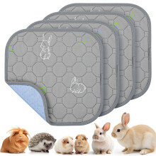 PICK FOR LIFE 4 Packs Guinea Pig Cage Liner Washable Reusable Guinea Pig Pee Pad Mats, Waterproof Fast Absorbent Rabbit Cage Liner Non-Slip