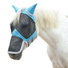 Leberna Fine Mesh Horse Fly Mask Large Eye Space Long Nose with Ears UV Protection for Horse (Lake Blue, Full)