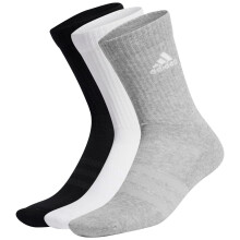 (L (UK 8.5-10), BLK/GRY/WHT (3PK)) ADIDAS SOCKS CUSH NEW