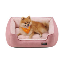 Feandrea Dog Bed, Linen-Look Pet Bed, Dog Sofa Bed with Raised Edges, Non-Slip B