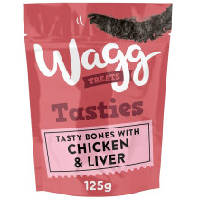 Wagg Tasties Tasty Bones Chicken & Liver Dog Treats 125g (Pack of 7) - Oven Bake