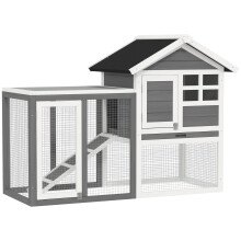 PawHut Rabbit Hutch Outdoor Wooden Guinea Pig Hutch Rabbit Run Bunny Cage Small