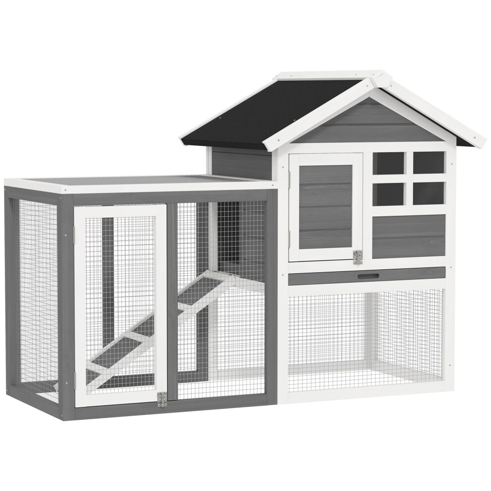 Pawhut Rabbit Hutch Outdoor Wooden Guinea Pig Hutch Rabbit Run Bunny Cage Small