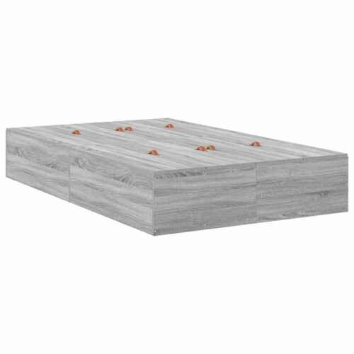 VidaXL vidaXL Storage Bed Frame Grey Sonoma 120 x 190 cm Engineered Wood 2