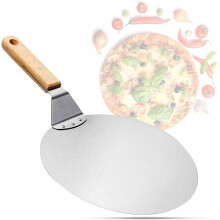Pizzaspiser, håndverk i akasietre, blad av høy kvalitet i rustfritt stål for uanstrengt presisjon på kjøkkenet og utendørs bruk, innendørs og
