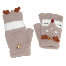 Guantes de punto para niños, manopla convertible de material cálido con diseño de tapa abatible, guantes sin dedos, guantes de medio dedo