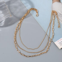 Halskette mit Büroklammerkette für Damen, Choker-Halskette, dreisträngige, stapelbare Ketten, minimalistischer Schmuck mit wasserfestem Schutz