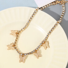 Fashion Butterfly Pendant Jewelry Set, Handmade AAAA Cubic Zirconia Hypoallergenic Lead Free Nickel Free Waist Chain Necklace Earrings for Women,