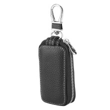 Étui élégant pour clé de voiture, en cuir véritable avec fermeture éclair, assurant protection et style à votre clé.