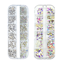Cristaux pour ongles de formes variées à dos plat, effet éblouissant et charmant, gemmes en verre pour loisirs créatifs offrant une brillance et